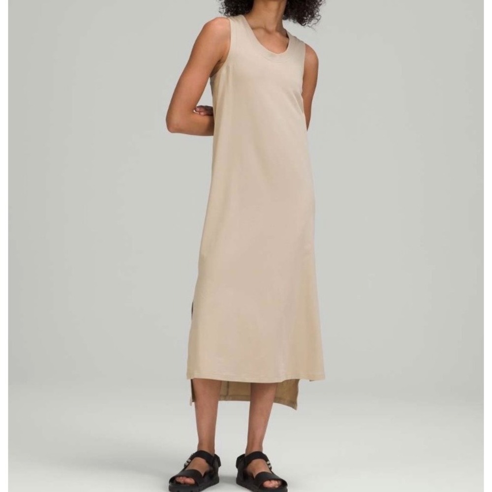 Lululemon All Yours Tank‎ Midi Dress Sz 0 Tan Trench Vitasea Active Minimal $118